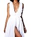 Long Beach Dress for Women Swimwear Cover Ups Deep V-neck High Slit Chiffon US2-12