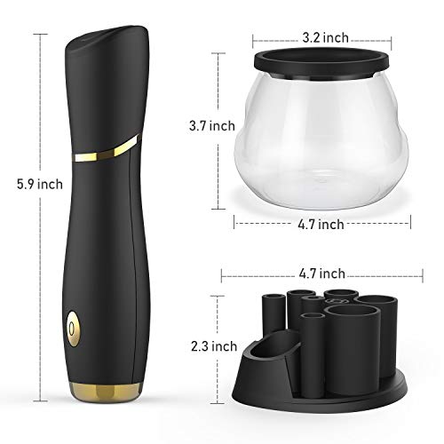 Liberex Automatic Makeup Brush Cleaner and Dryer - USB Rechargeable Electric Cleaning Machine, with 8 Size Rubber Collars and Storage Stand, Super- quick Cleaning and Drying - Thumbnail 7