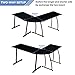 GreenForest L Shaped Computer Corner Desk with Tempered Glass Top 3-Piece PC Laptop Table Workstation for Home Office Study/Woking/Gaming,Black