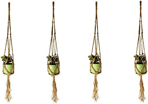 CHESEY Macrame Plant Hanger Indoor Outdoor Wall Hanging Planter Basket Rope (Pack of 4)
