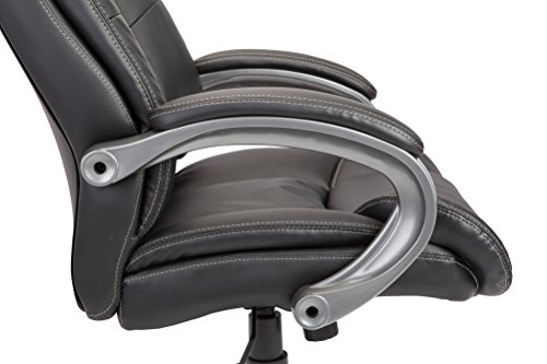Christies Home Living Leather White Stitch Comfortable Adjustable Chairs, Office Chairs, Black - Thumbnail 6