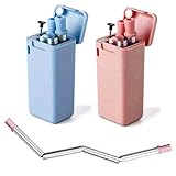10 Pack Reusable Straws, Metal Drinking Straws, Save the Turtles straw, Food-Grade Portable Stainless Steel Straw, Folding Drinking Straws with Case Cleaning Brush for Party Travel Outdoor