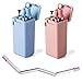 2 Pack Reusable Straws, Metal Drinking Straws, Save the Turtles straw, Food-Grade Portable Stainless Steel Straw, Folding Drinking Straws with Case Cleaning Brush for Party Travel Outdoor