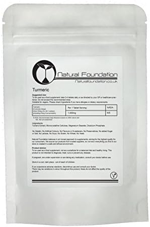 Turmeric Tablets High Strength 1,400mg 90% Curcumin Supplement for Inflammation Digestive Health & Joint Support Tumeric Made in The UK | Natural Foundation Supplements (1000 Tablets)