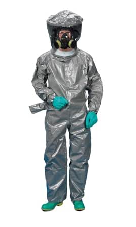 Lakeland ChemMax 3 TES Taped Level B Encapsulated Suit with Flat Back and Back Entry, Disposable, Elastic Cuff, Large, Gray