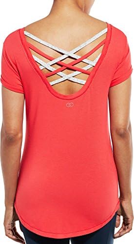 CALIA by Carrie Underwood Women's Rolled Sleeve T-Shirt, (Hibiscus, XS)