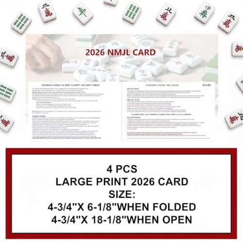 COKNUMBER 2026 Mahjong Cards Official, 4 Pack American Mahjong Cards, Large Print Easy-to-Read Reference Cards for NMJL Players, Mahjong Clubs, Game Groups and Tournaments