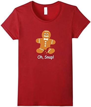 Womens Oh, Snap! Gingerbread Man - Funny Holiday T-Shirt Medium Cranberry