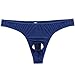 FEESHOW Mens Smooth G String Thongs Open Front Underwear (Large, Navy Blue)