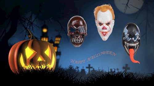 TOUTSEUL Men Women LED Masquerade Mask Cosplay Halloween Party Night Club Costume with Venom Design Light UP MASK (Red)