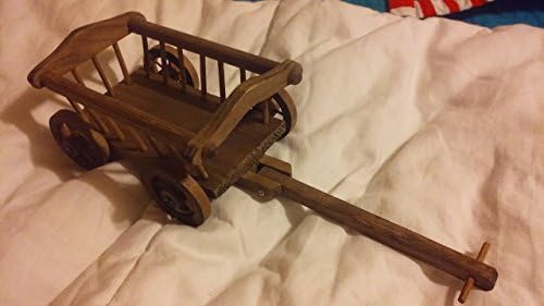 Miniature Wooden Wagon Cart / Dollhouse Furniture - Collectible Toy (6" x 3.5" x 3") (12" long when handle is extended)