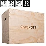 Synergee 3 in 1 Plyometric Box for Jump Training and Conditioning. Foam, Wooden and Non Slip Plyo Boxes. All in One Jump Trainer. Sizes 30/24/20, 24/20/16, 20/18/16, 16/14/12