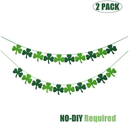 Felt Shamrock Clover Garland Banner - NO DIY - St. Patrick 's Day Banner Decor - St. Patrick 's Day Garland Decorations - Irish Party Supplies