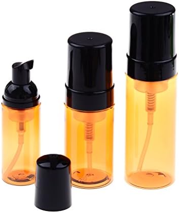 LUKUPONE 3 Pcs Foaming Soap Dispensers Pump Bottles Portable Empty Refillable Pump Bottle Plastic Squeeze Bottles, Sizes of 60ml 100ml 150ml (Brown)