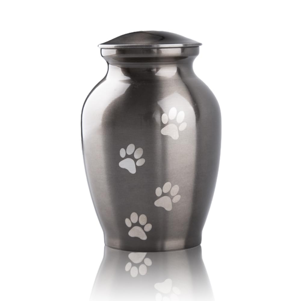 MAKEY'S Memorial Pet Cremation Urns for Dogs and Cats Ashes, Paws Engraved Pet Urn,Dog Cat Keepsake Urns for Ashes-Small