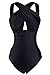 Cupshe Fashion Women's Black Front Cross One-piece Padding Swimsuit (XXL), Black