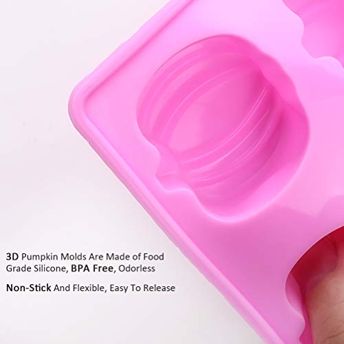 3D Mini Pumpkin Silicone Candy Molds Set of 3, 12 Cavity Halloween Pumpkins Chocolate Mold Ice Cube Tray for Making Halloween Candy, Muffins, Chocolates, Cake Decoration