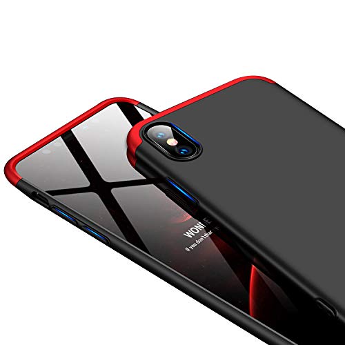 3 in 1 Hard Case for iPhone Xs,Red Black Heavy Duty PC Back Cover for iPhone X,Herzzer Stylish Ultra Thin Anti-Scratch Armour Defender Shockproof PC Case - Thumbnail 6