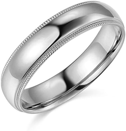 14k Yellow or White Gold 5mm Plain Milgrain Wedding Band