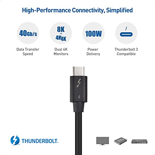 Cable Matters [Intel Certified] 40Gbps Thunderbolt 4 Cable 2.6ft with
