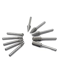 yufu 10 Pcs 1 2 inch Cutter cabeza doble corte Solid carburo Rotary Burr Set 1 4 inch vástago tallado de para taladro Die Grinder, metal, pulido, grabado, perforación