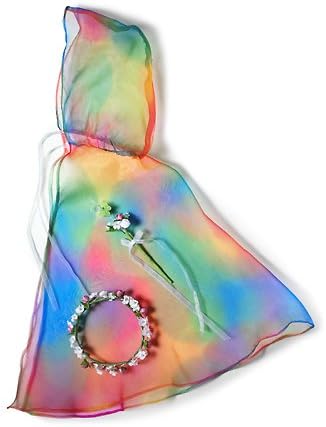 CARPATINA Rainbow Cloak, Wand and Head Wreath for 18 inch, American Girl or AGFAT Dolls