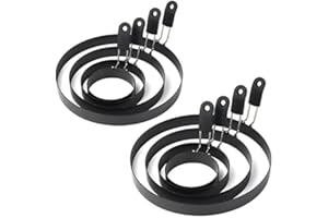 Egg Rings 8 Packs Stainless Steel Pancake Molds And Egg Ring Set Nonstick Round Egg And Omelet Molds for Frying Eggs And Muff