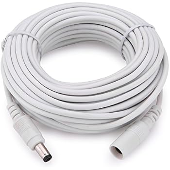 WildHD Power Extension Cable 33ft 2.1mm x 5.5mm Compatible with 12V DC Adapter Cord for CCTV Security Camera IP Camera Standalone DVR (33ft,DC5.5mm Plug White)