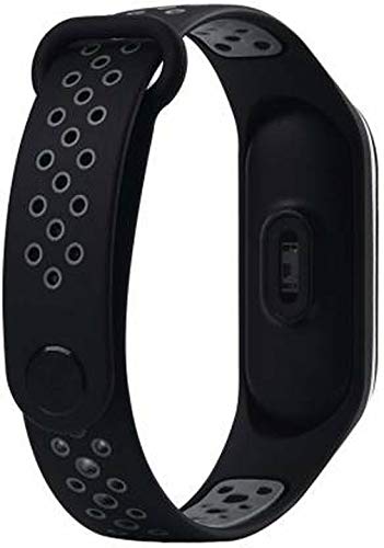 BQeT TPU Silicon Air Dot Band Strap for Xiaomi Mi Band 4 / Mi Band 3 Also m3/4 (Black Grey)