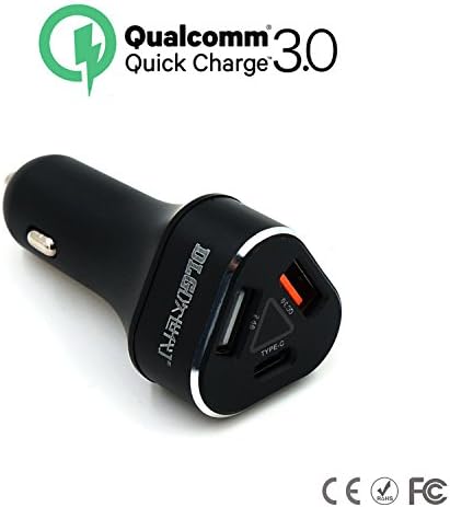 DLG Quick Charge 3.0 USB Type C Car Charger,Dual USB Car Charger with Type C port fast charging for Note 7, LG G5, HTC 10, , iPhone, iPad and more/ Qualcomm Certified