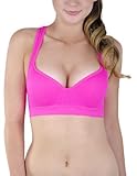 Racerback Push Up Padded Sports Bras Multiple Colors (Medium, Hot Pink)