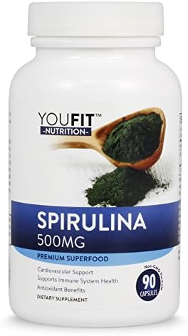 Spirulina Protein Powder - 500 mg Capsules, Natural Superfood, Boost Energy and Immunity Support, Rich in Protein, Vegetarian & Non GMO by You Fit Nutrition