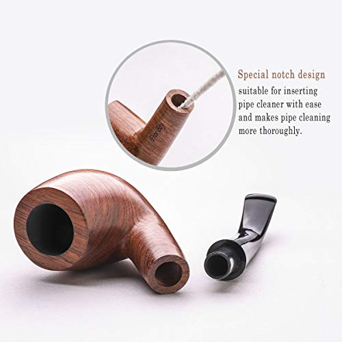 Free Boy Tobacco Pipe Handmade Wooden Bent Smoking Pipe with Accessories - Thumbnail 3