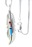 Made in the USA by Navajo Artist F. Barney:Beautiful! Sterling-silver Navajo Feather pendant-necklaces