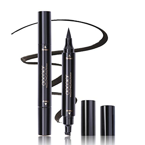 Winged Eyeliner Stamp, Docolor Waterproof Dual Ended Liquid Eye Liner Pen, Long Lasting Eyeliner Pen Black (Best Liquid Eyeliner For Wings)