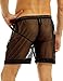 FEESHOW Men's See-Through Mesh Loose Shorts Underwear Cover up Boxer Trunks Black Medium