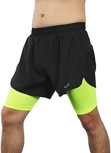 Men Quick Dry Gym Running Shorts with Liner Breathale Cool Underwear Green XL