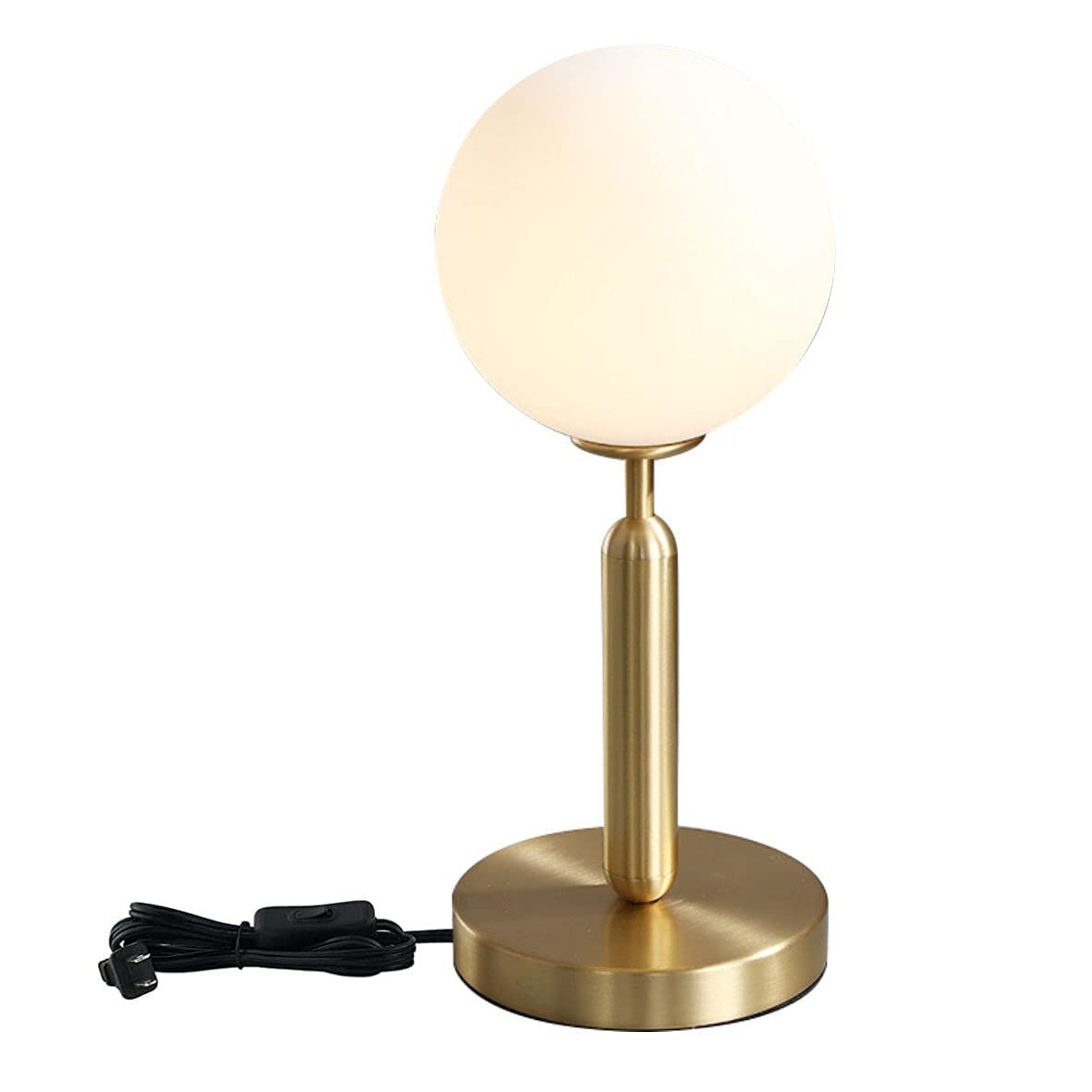 Photo 1 of KCO Lighting Modern Gold Metal Table Lamp Mid Century Bedside Table Lamp with Matte Globe Golden Indoor Standing Light for Bedroom Vanity Living Room