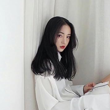 Korean Women Girls Female Shoulder Length Wig No Bangs Carved