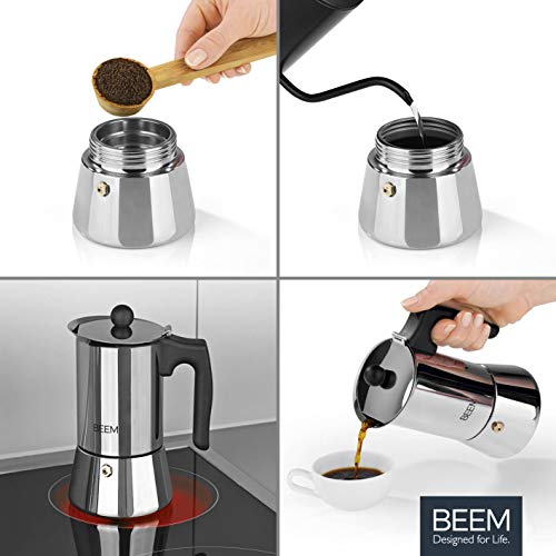 BEEM ESPRESSOMAKER Espressokocher - 4 Tassen | Herdkocher | Induktion | Edelstahl | Espresso - Kanne | Mokkakanne… – Bild 5
