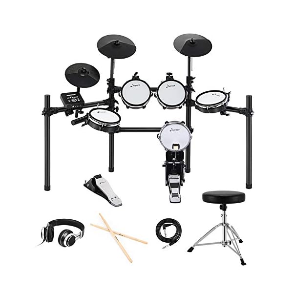 Donner-DED-200-Electric-Drum-Set-Electronic-Kit-with-Mesh-Head-8-Piece-Drum-Throne-Sticks-Headphone-and-Audio-Cable-Included-More-Stable-Iron-Metal-Support-Set Donner-DED-200-Electric-Drum-Set-Electronic-Kit-with-Mesh-Head-8-Piece-Drum-Throne-Sticks-Headphone-and-Audio-Cable-Included-More-Stable-Iron-Metal-Support-Set