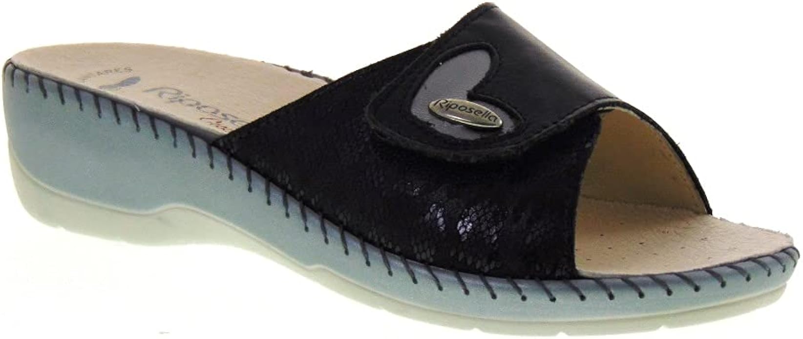 Riposella 6431 Women's Removable Footbed Slippers Black Size 3 UK