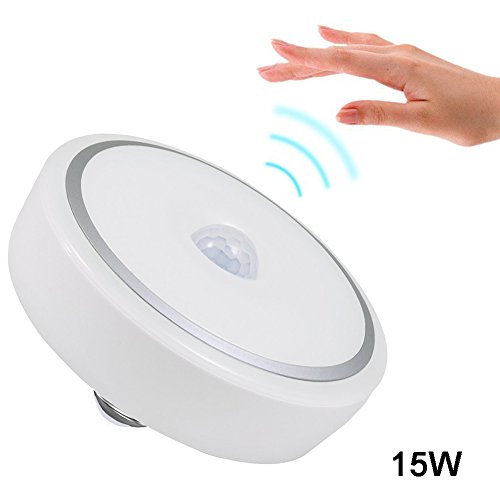Aukora 15W Motion Sensor Light Bulb - Super Bright Motion Activated Led Bulb with Motion PIR Infrared Sensor (E26/E27, Cold White 1 pack)