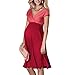 JET-BOND Maternity Deep V-Neck Wrap Dress FS57 Short Sleeve Backless Model Frock for Pregnancy