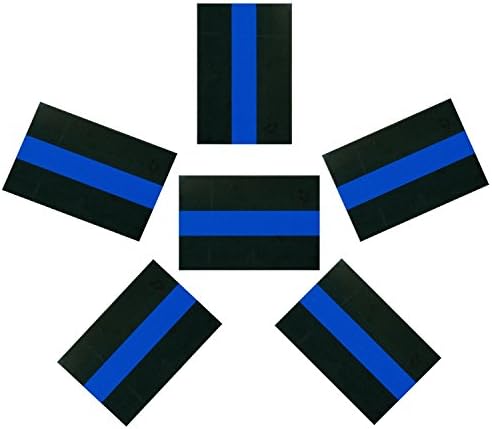 Thin Blue Line Decals (6 pack) 3x5 inch, Black and Blue Bumper Stickers for Cars and Trucks - In Support of Police and Law Enforcement Officers