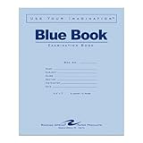Roaring Spring Exam Book 8.5 x 7 Inches 8 Sheets/16 Pages Wide Ruled with Margin Blue Cover Sold as Pack of 50 Books (77412)