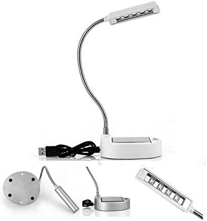 Reading lighting, DINHAND Flexible Gooseneck Style LED Desk Lamp, Solar Charging, Eye-care, USB Charging Port for Home, PC, Reading, Studying, Working , Camping