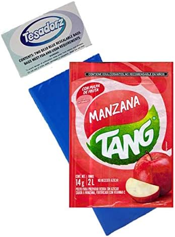 Tang Manzana (Apple) Powdered Drink Mix (Pack of 24) with Tesadorz Resealable Bags