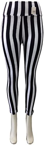 Stripe Winter Fleece Legging High Waist Style 03 Black and White (PLUS SIZE)