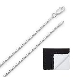 1.6mm 925 Sterling Silver Nickel-Free Box Chain Necklace, 18 inches - Made in Italy + Cleaning Cloth